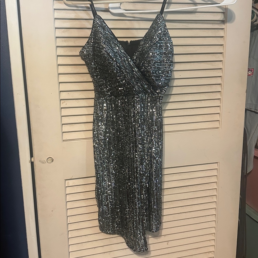 Trixxi Black and Silver Sequin Dress